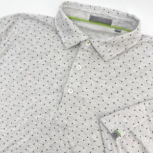 tasc Performance Polo Shirt Mens L Gray Polka Dot Short Sleeve Stretch Casual